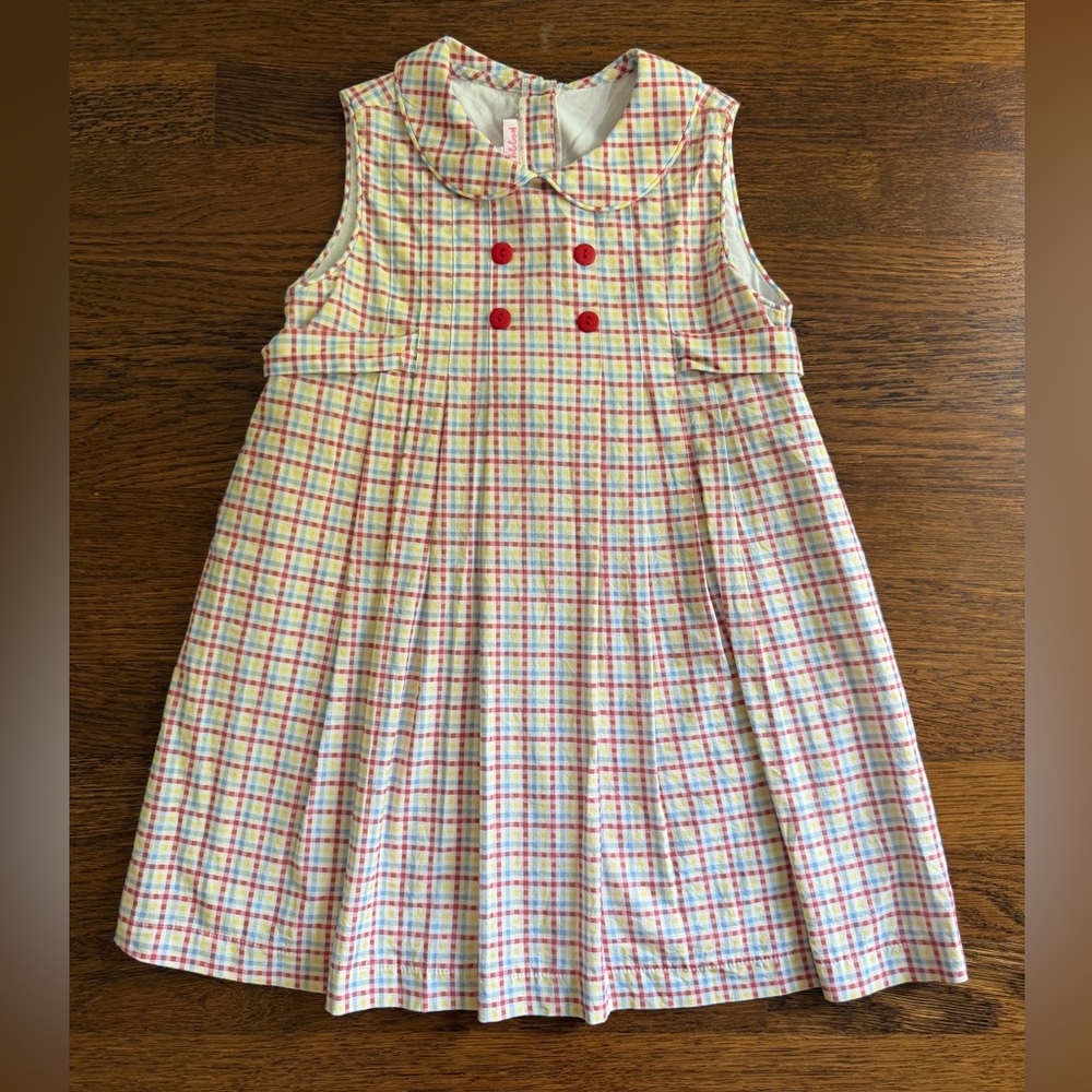 Peggy Green Red Plaid Sleeveless Dress with Peter Pan Collar